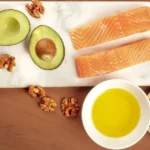 Foods High In Omega-3 (and Which Form Is Best?) Foods high in omega-3, including chia seeds, salmon, Canola oil, walnuts.